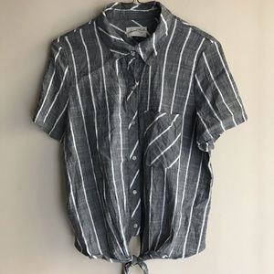 Grey, White Stripe Button up top